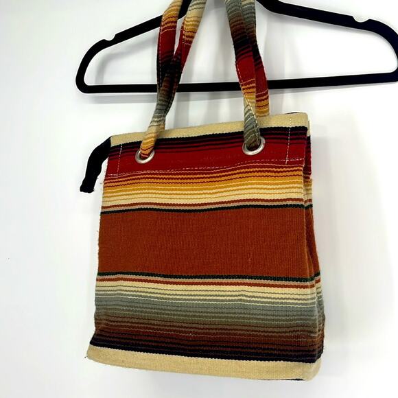 El Paso Saddle Blanket Striped Multicolor Tote Bag Purse Navajo Western Boho - Picture 2 of 10
